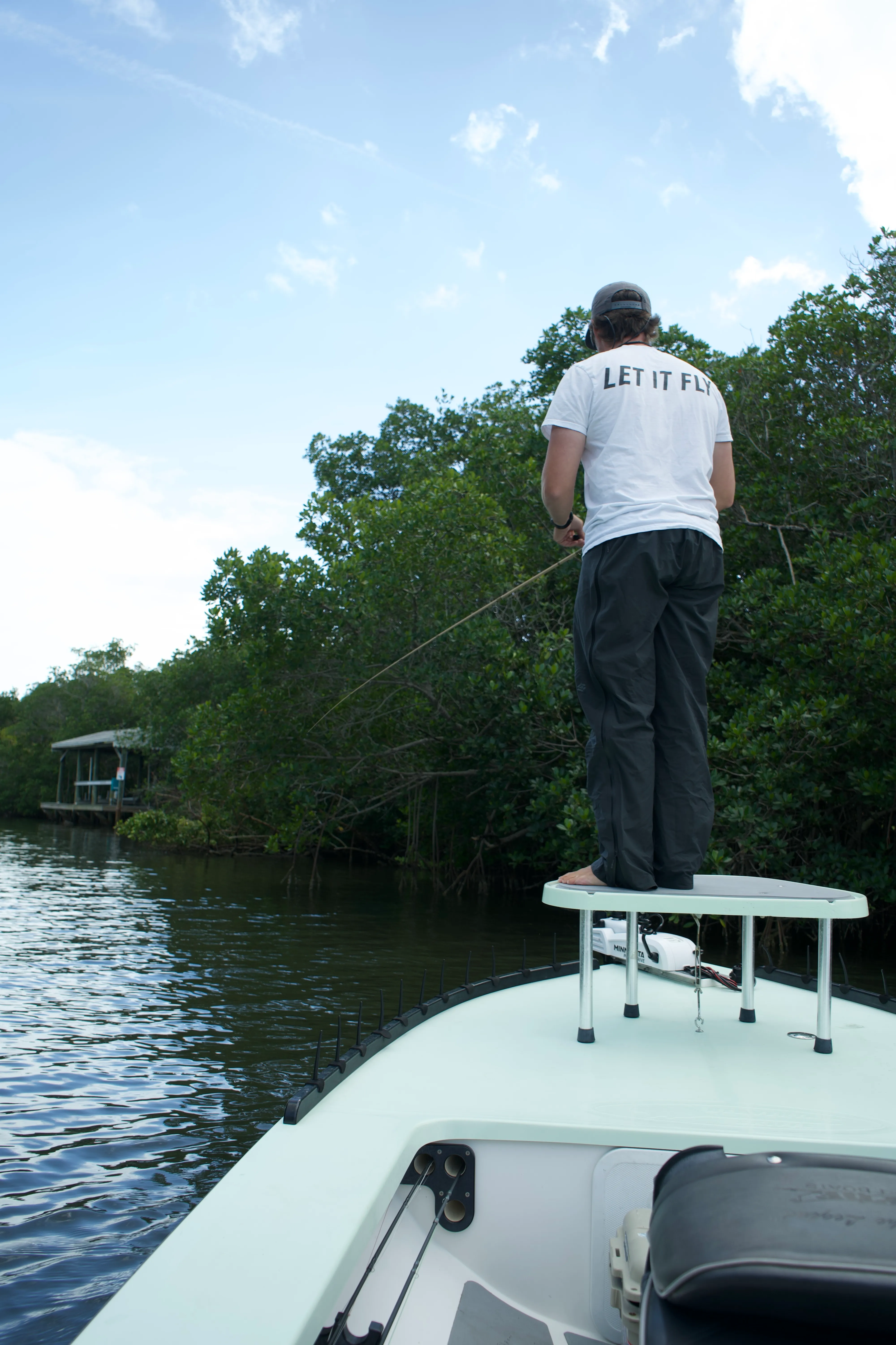 Casting toward the mangrove shoreline